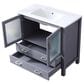 Lexora Home Volez 36" Single Bathroom Vanity in Dark Grey with 2 cm White Ceramic Top and Rectangular Sink, , large