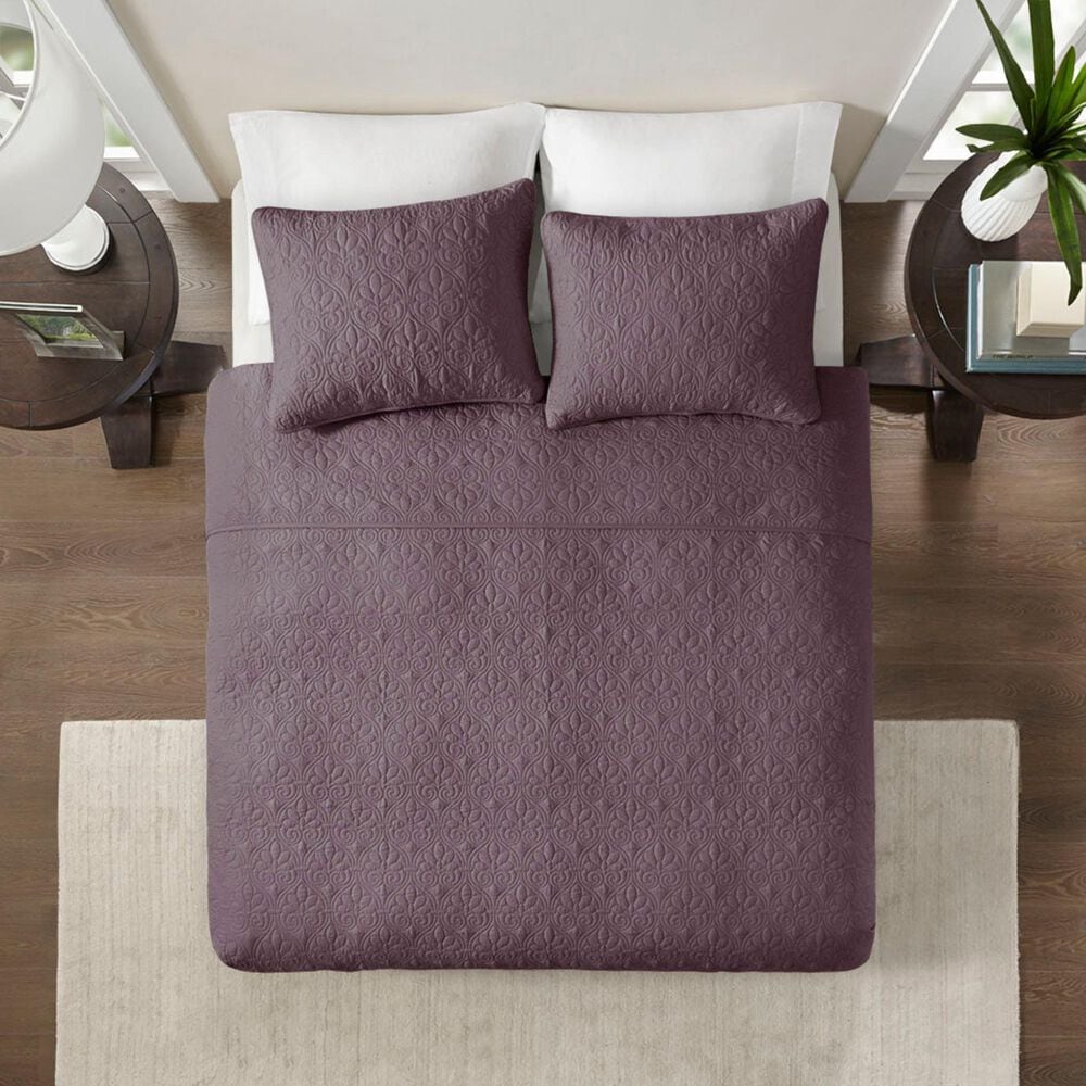 Hampton Park Quebec 3-Piece Full/Queen Quilt Set in Purple, , large