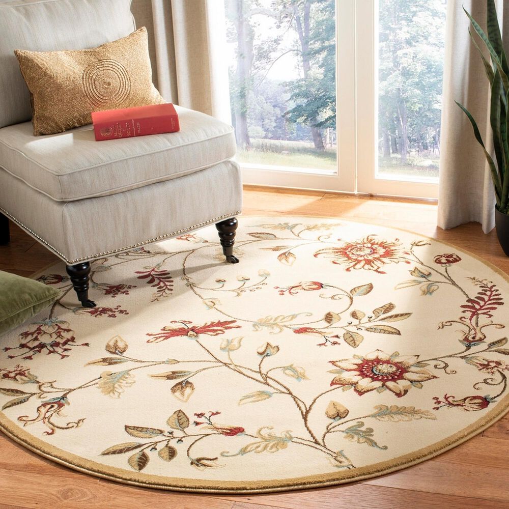 Safavieh Lyndhurst  5&#39;3&quot; Round Ivory and Multicolor Area Rug, , large