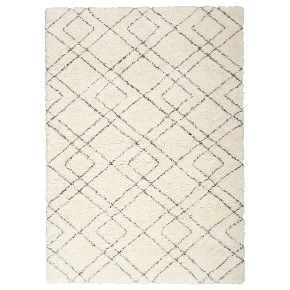 Nourison Dreamy Shag Geometric 7"10" x 9"10" Ivory Area Rug, , large