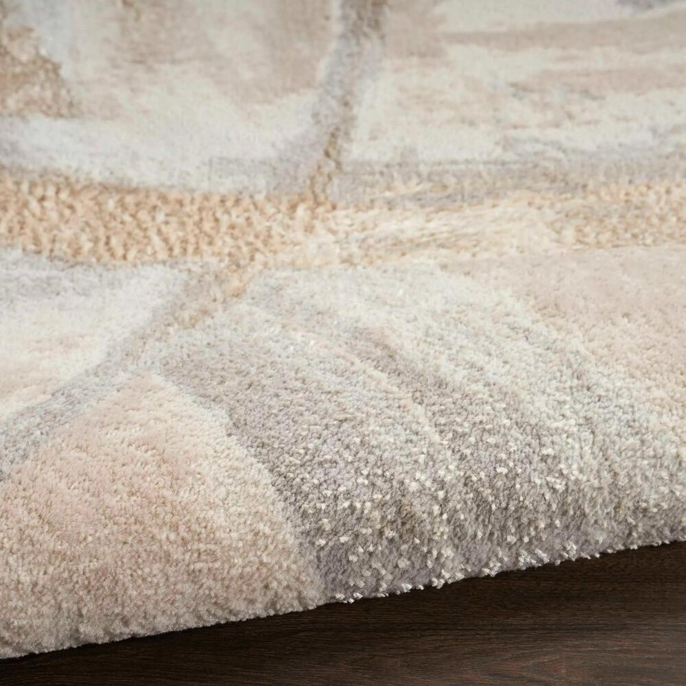 Nourison Brushstrokes 2&#39;2&quot; x 7&#39;6&quot; Beige and Grey Runner, , large