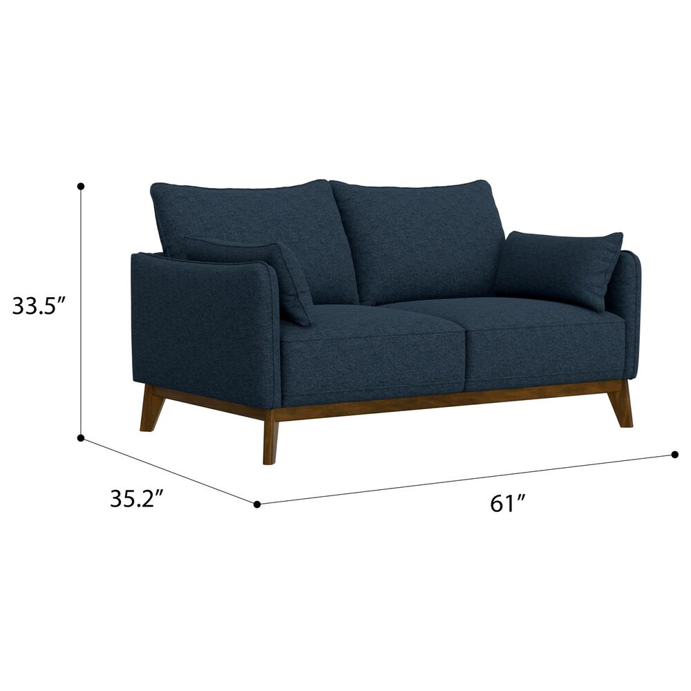 Emerald Home Furnishings Aria Stationary Loveseat in Navy Storm, , large