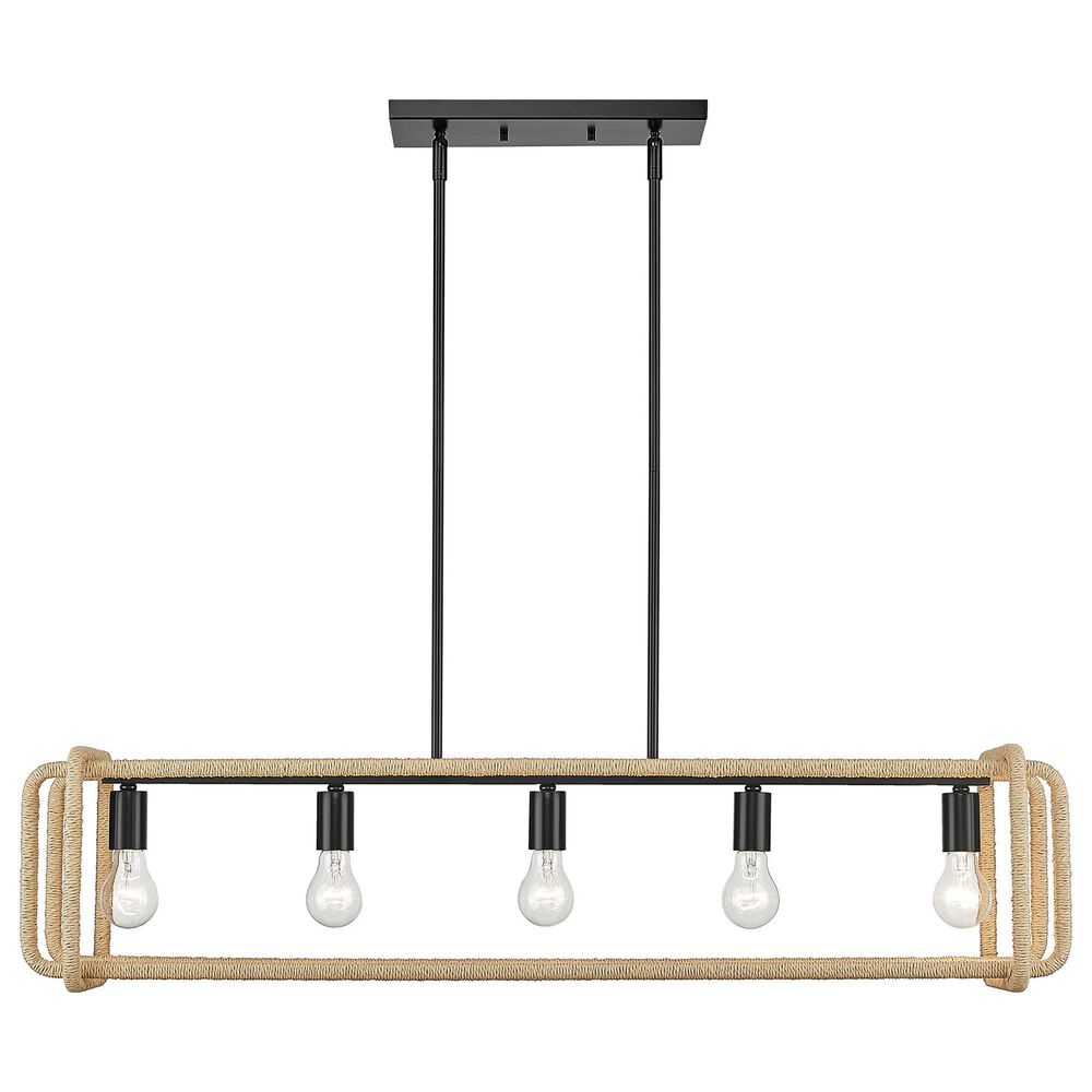 Golden Lighting Camden 5-Light Linear Pendant in Matte Black and Natural, , large