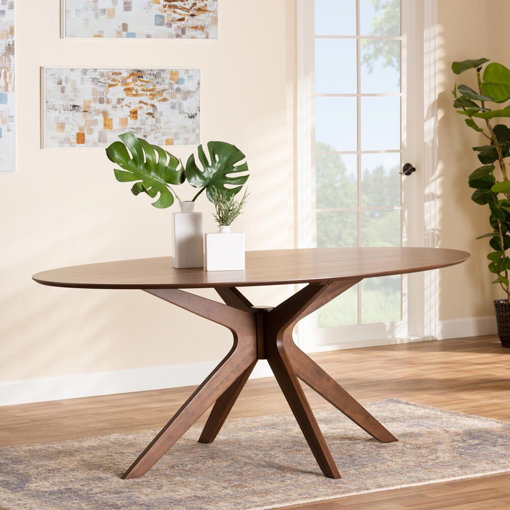 Baxton Studio Monte 71" Dining Table in Walnut Brown - Table Only, , large