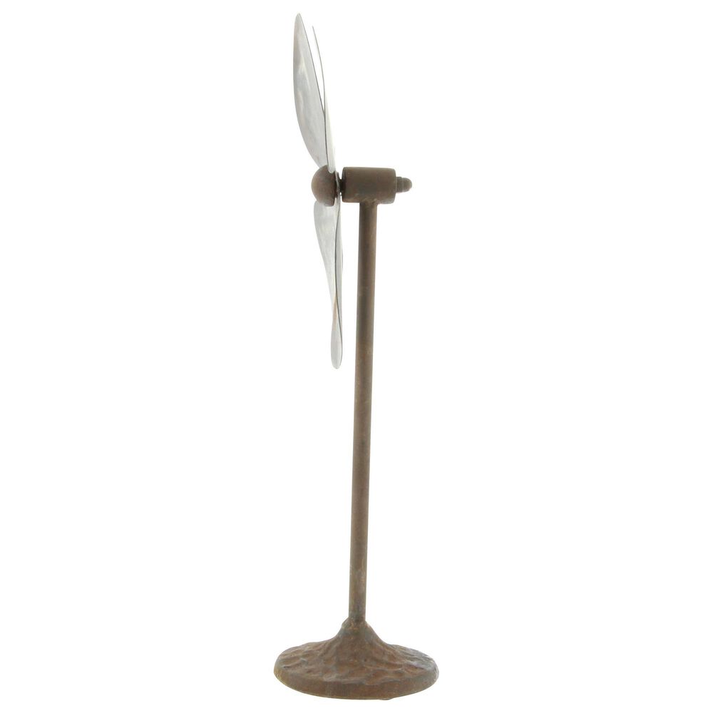 Maple and Jade Industrial Fan Sculpture in Distressed Gray and Rust Brown &#40;Set of 2&#41;, , large