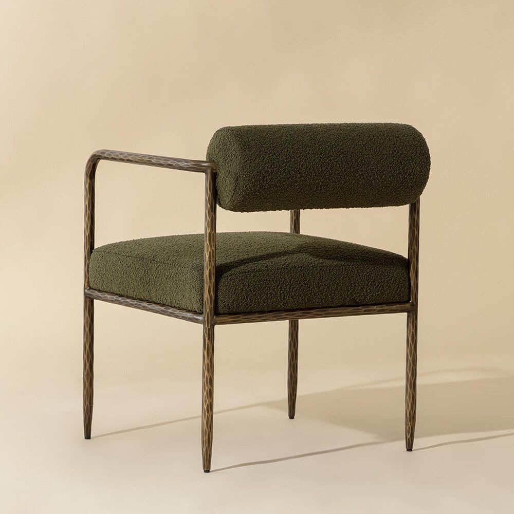 Club Collection By Sunpan Ajani Arm Chair with Copenhagen Olive Cushion in Antique Brass, , large