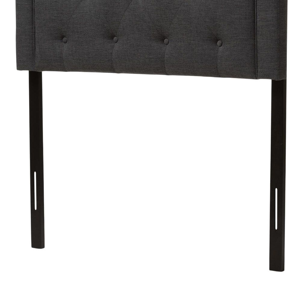 Baxton Studio Mars Twin Upholstered Panel Headboard in Dark Grey, , large