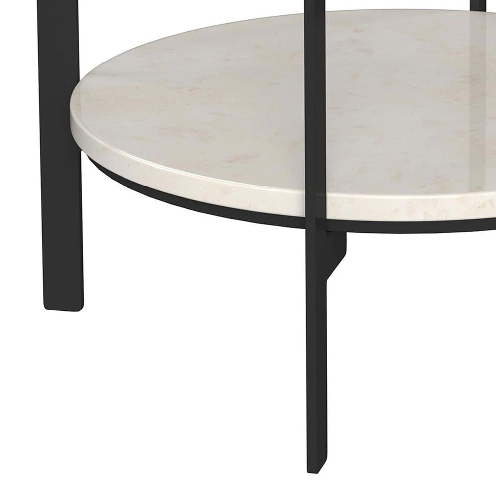 Coaster Adhvik Round End Table in Natural, White and Black, , large