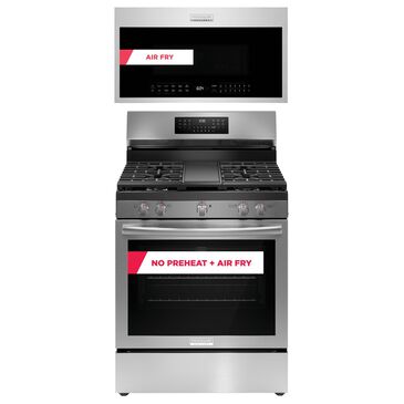 Frigidaire Gallery 2-Piece Kitchen Package with 30" Gas Range with No Preheat and 1.9 Cu. Ft. Over-The-Range Microwave in Stainless Steel, , large
