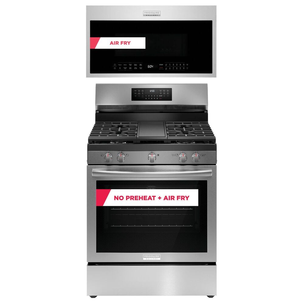 Frigidaire Gallery 2-Piece Kitchen Package with 30" Gas Range with No Preheat and 1.9 Cu. Ft. Over-The-Range Microwave in Stainless Steel, , large