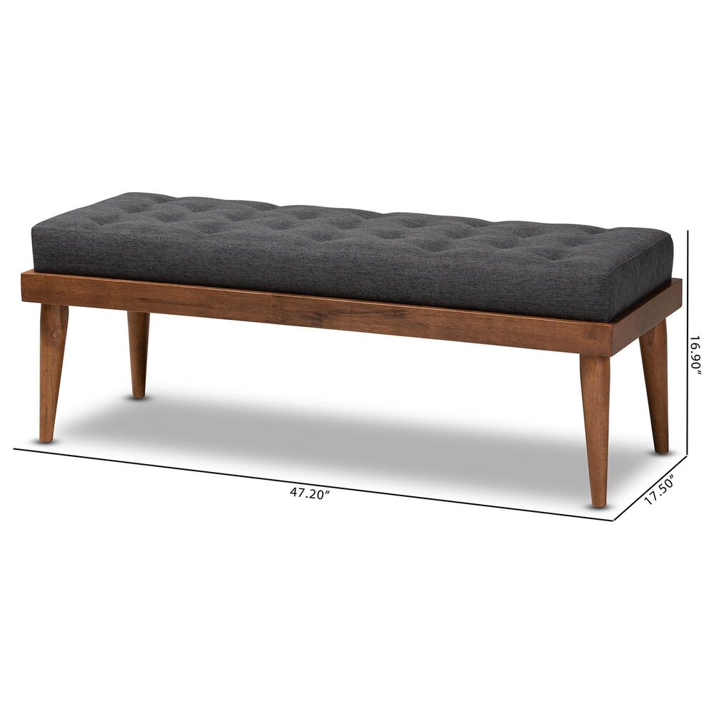 Baxton Studio Linus Accent Bench in Dark Grey, , large