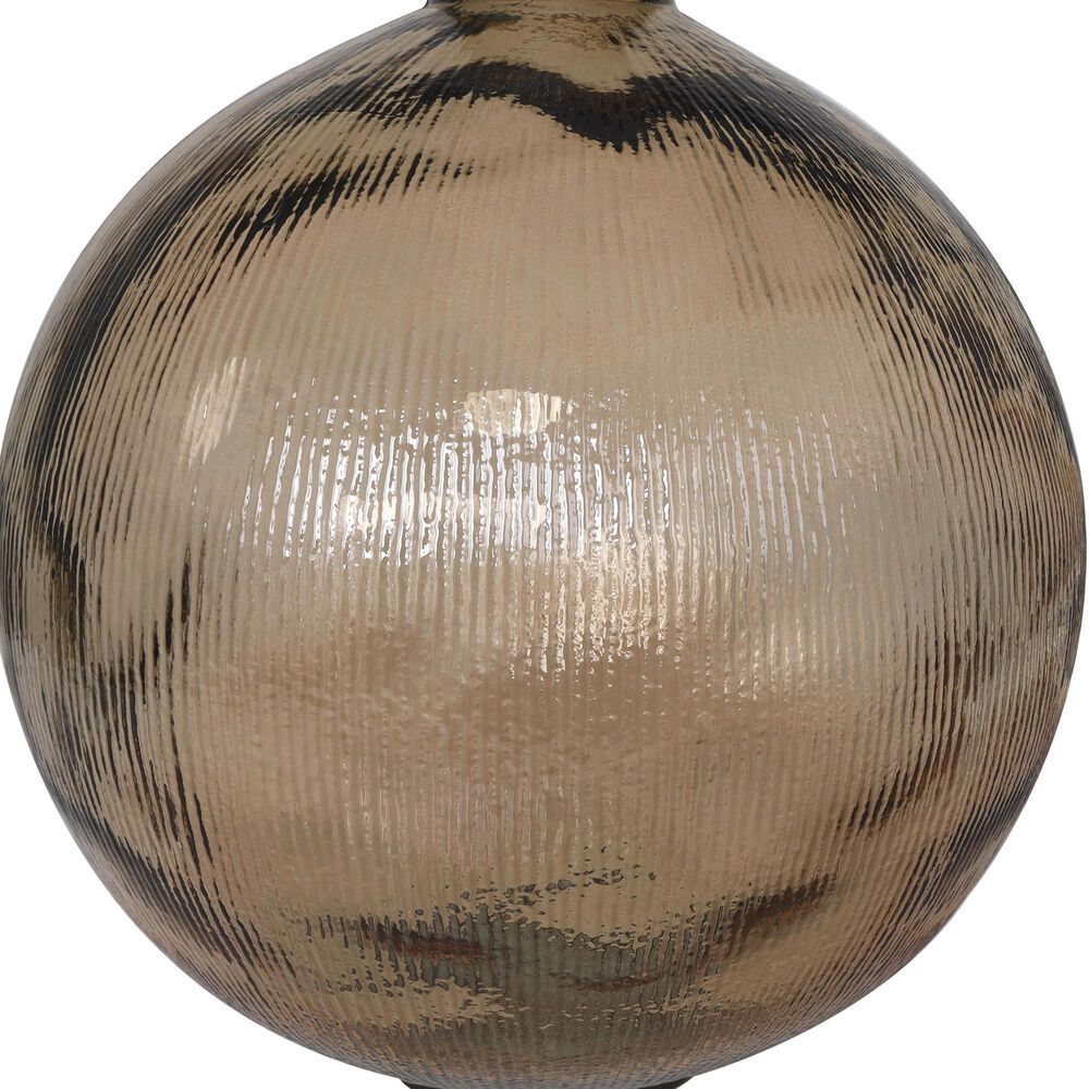 Maple and Jade Ribbed Decorative Vase in Tinted Brown, , large