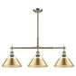 Golden Lighting Orwell 3-Light Linear Pendant with Brushed Champagne Bronze Shade in Aged Brass, , large