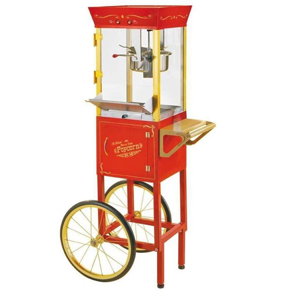 Retro Appliances Old Fashioned Movie Time Popcorn Cart, , large