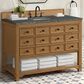 James Martin Malibu 48" Single Bathroom Vanity in Amber Birch with 3 cm Parisien Bleu Quartz Top and Rectangular Sink, , large