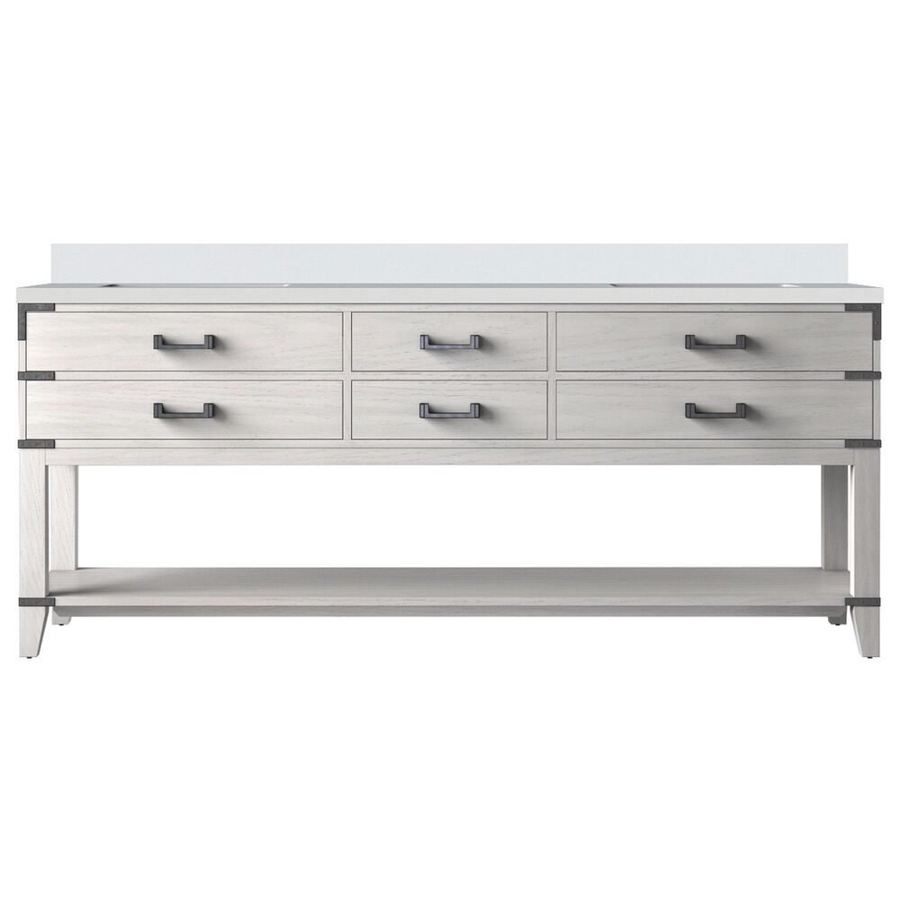 Lexora Home Norwalk 80&quot; Double Bathroom Vanity in White Oak with White Cultured Marble Top  and Rectangle Sink, , large