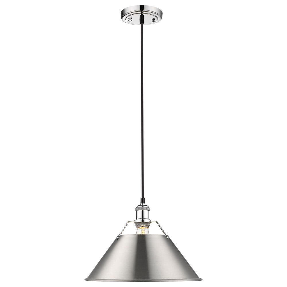Golden Lighting Orwell 1-Light Wide Large Pendant with Pewter Shade in Chrome, , large