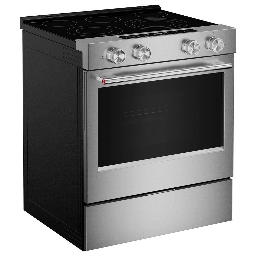 KitchenAid 2-Piece Kitchen Package with 30" Slide-In Smart Electric Range and 30" Over-the-Range Microwave Oven in PrintShield Stainless Steel, , large