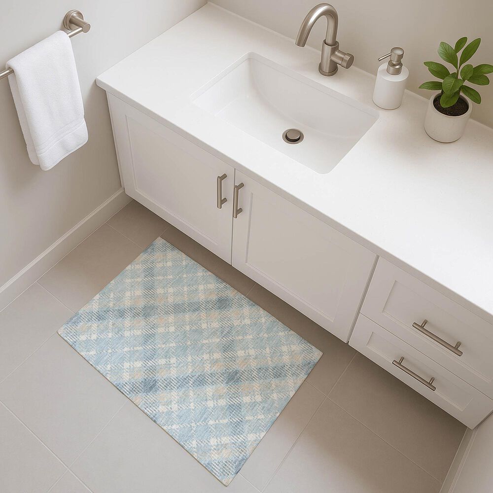Dalyn Rug Company Soft Essentials Plaid Sky 2'6" x 3'10" Indoor/Outdoor Area Rug, , large