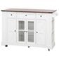 HOMLUX 53" Kitchen Island with Two Tempered Glass Cabinet Door in White, , large