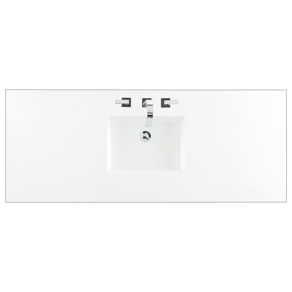 James Martin Vanities Hudson 60&quot; Single Bathroom Vanity in Light Natural Oak with 3 cm White Zeus Quartz Top and Rectangular Sink, , large