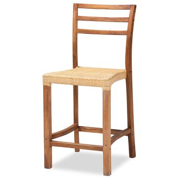 Baxton Studio Arthur Counter Stool in Brown and Walnut Brown, , large
