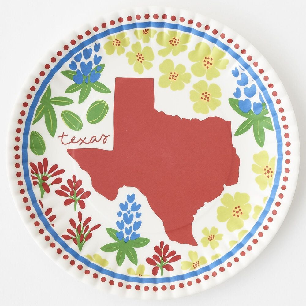One Hundred 80 Degrees 4-Piece Texas In Bloom "Paper" Plate in Multicolor, , large