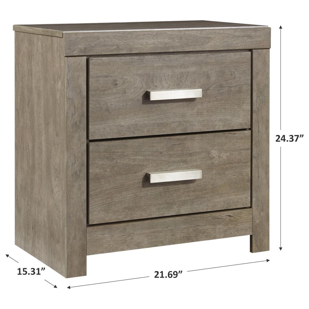 Ashley Culverbach 2 Drawer Nightstand in Driftwood Gray with USB Ports, , large