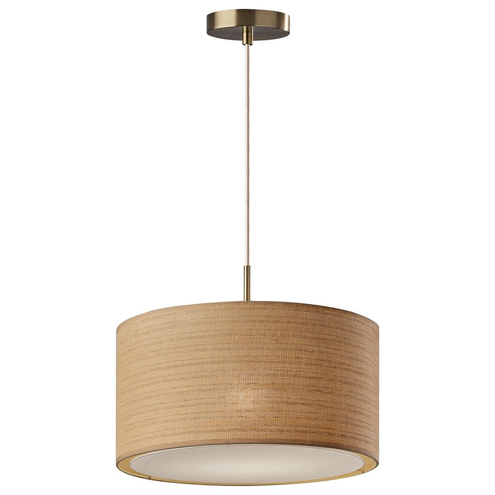 Adesso Harvest 1-Light Large Drum Pendant in Antique Brass, , large