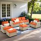 HOMLUX 7-Piece Modular Patio Conversation Set in Orange, , large