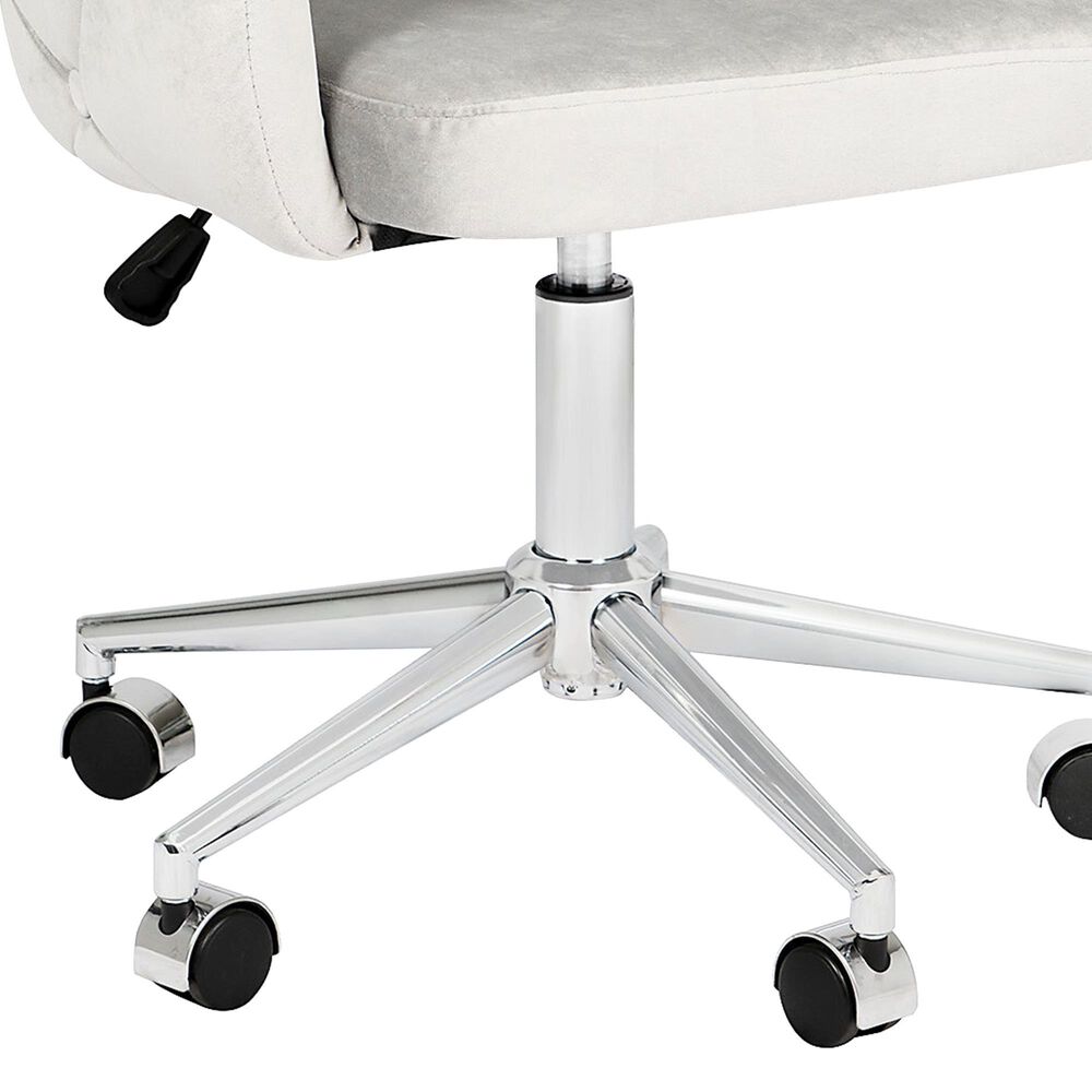 Impressions Vanity Pearl Tufted Vanity Chair with Cool Grey Cushion in Silver, , large