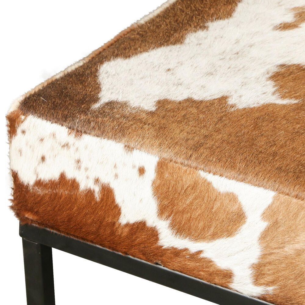 Home Trends &amp; Design New York 54&quot; Bench in Powder Coated Black and Cowhide Leather, , large
