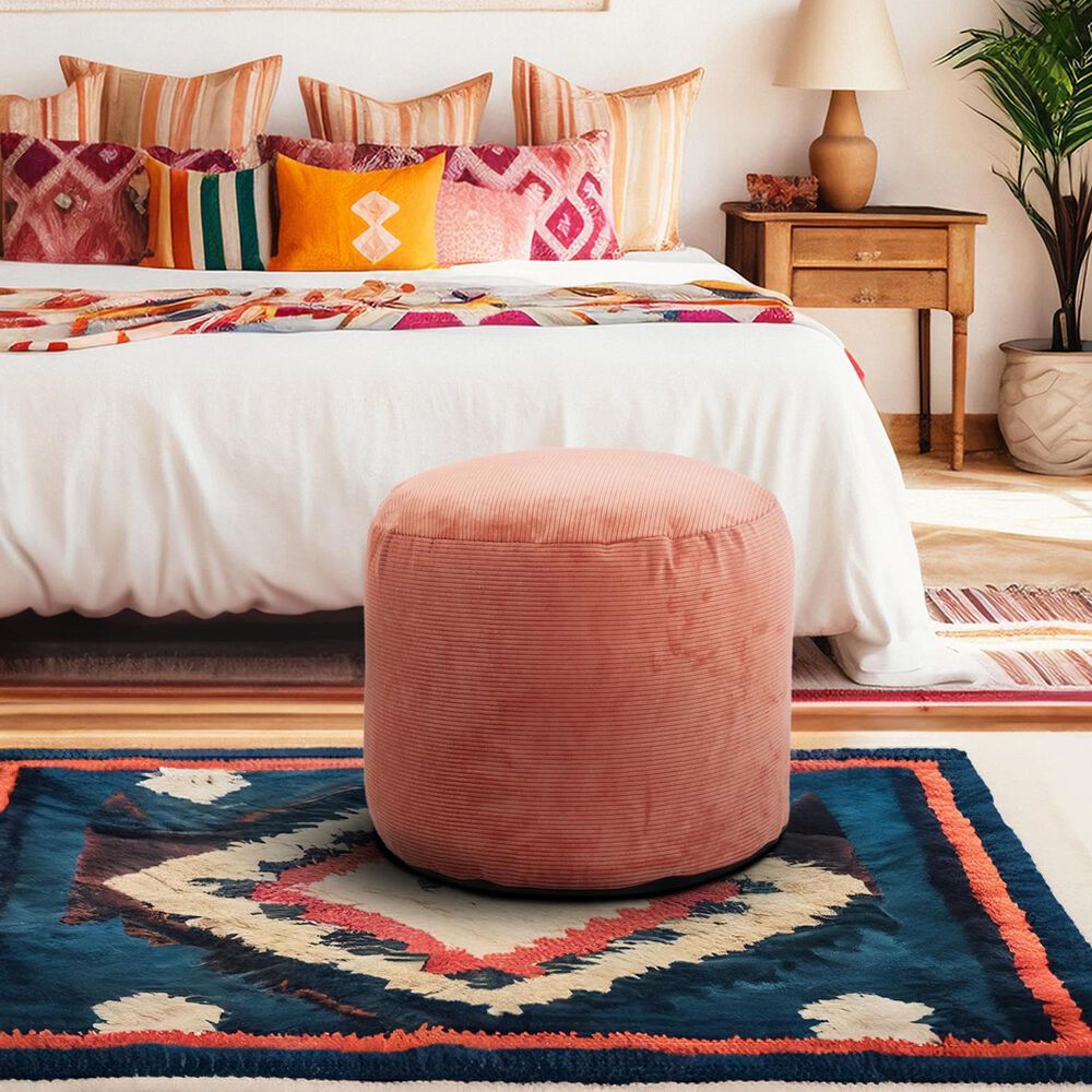 Howard Elliott Pana Tall Pouf in Terracotta, , large