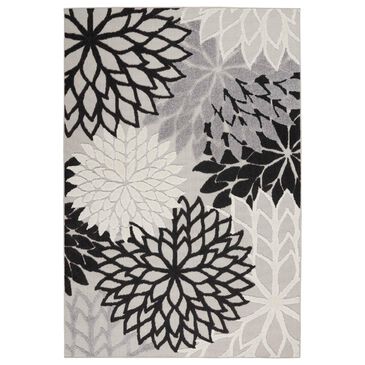Nourison Aloha Floral 6" x 9" Black and White Indoor/Outdoor Area Rug, , large