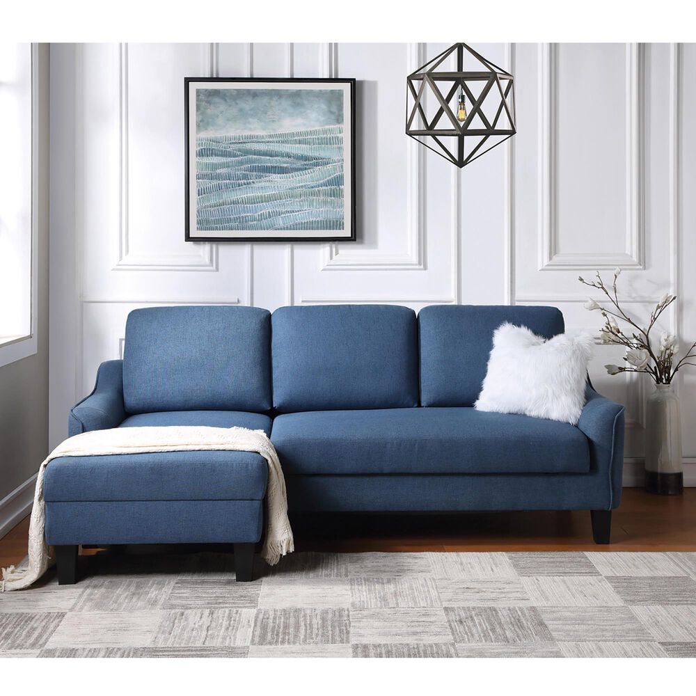OSP Home Lester 1-Piece Stationary Sleeper Sofa Chaise in Blue, , large