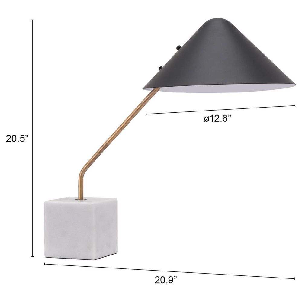 Zuo Modern Pike Table Lamp in Black and White Marble, , large