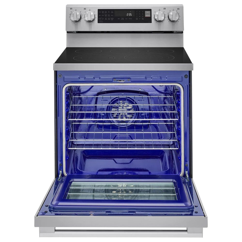 LG 2-Piece Kitchen Package with 6.3 Cu. Ft. Smart Freestanding Electric Range and 2.1 Cu. Ft. Smart Over-the-Range Microwave in Printproof Stainless Steel, , large