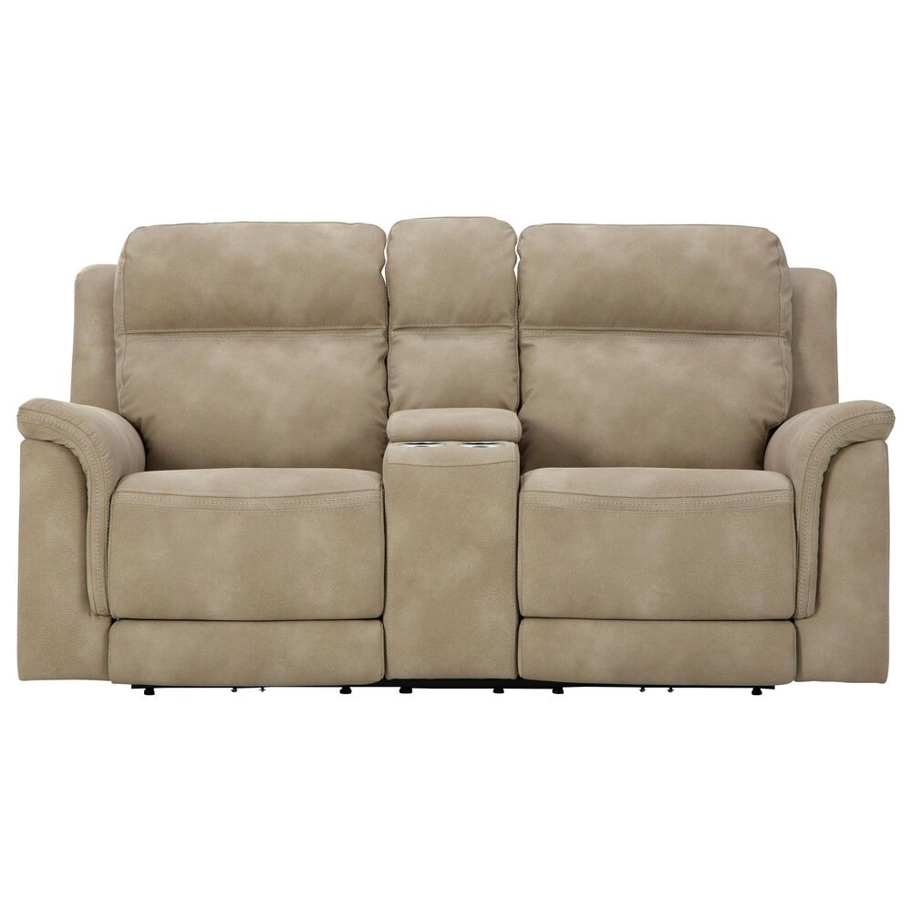 Ashley Next-Gen DuraPella Power Console Loveseat with Power Headrest in Sand, , large