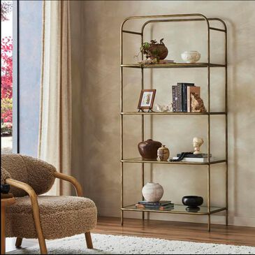 Four Hands Swinton Bookcase in Hammered Aged Brass, , large