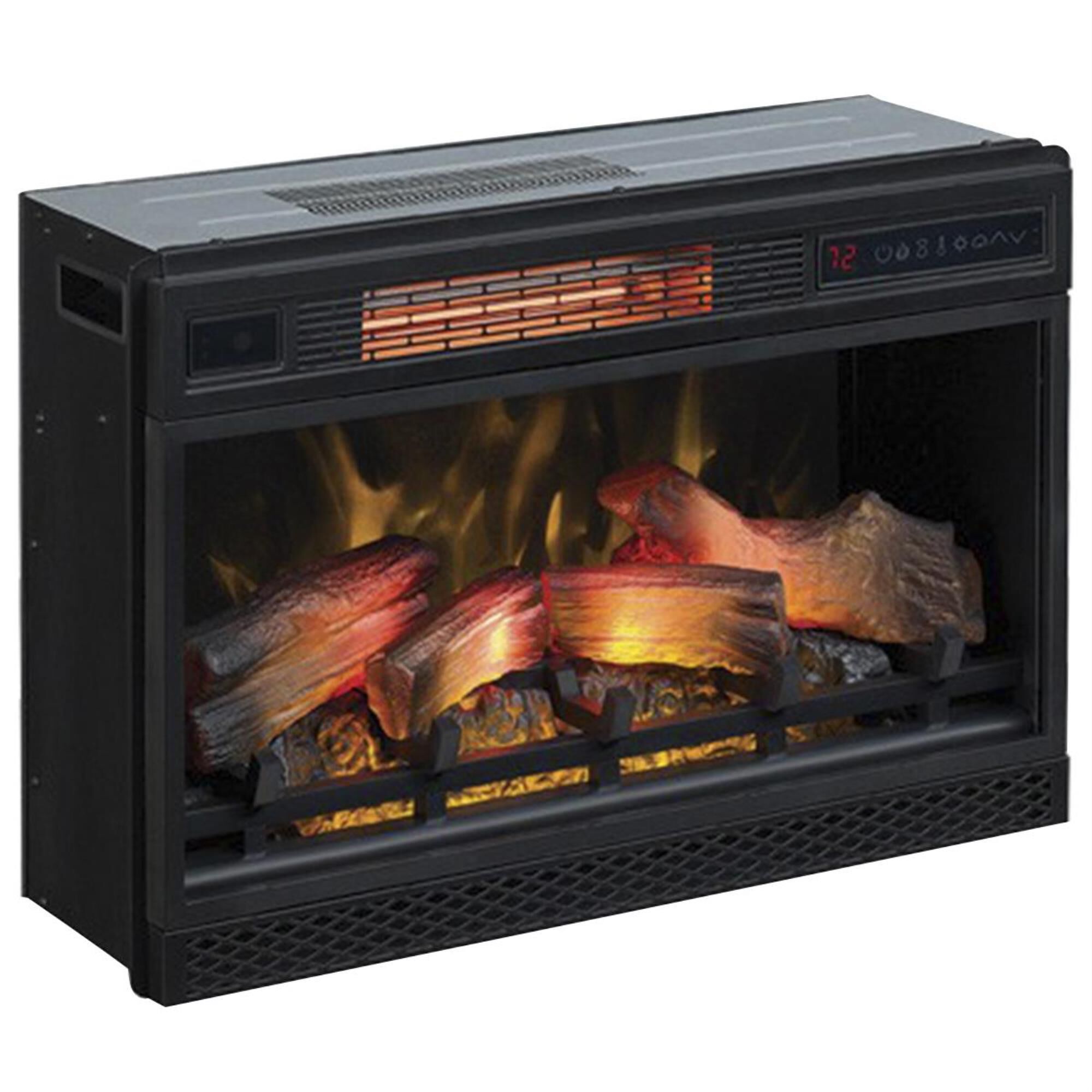 at HOME Cantilever 60 TV Stand with Fireplace Insert in Black