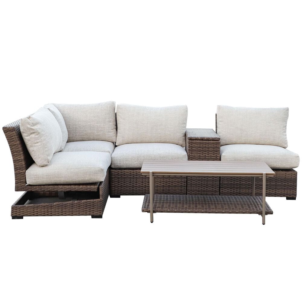 Summit Home Mendocino 5-Piece Patio Sectional in Brown, , large
