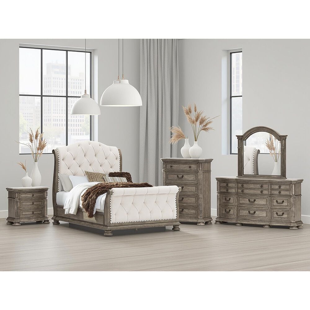 Ashley Ardenfield Queen Upholstered Sleigh Bed in Light Brown, , large