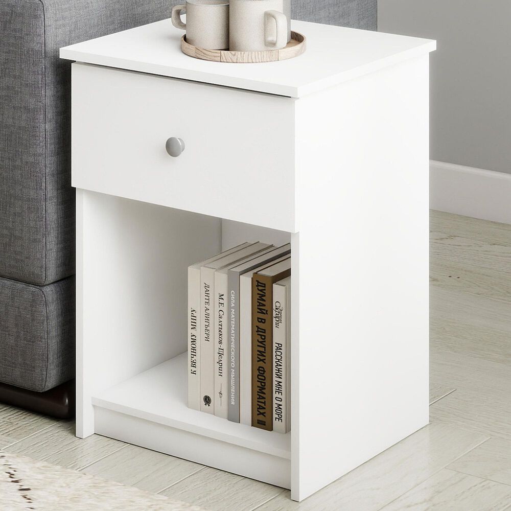 HOMLUX 1-Drawer Modern Nightstand with Knob Handle in Solid White, , large