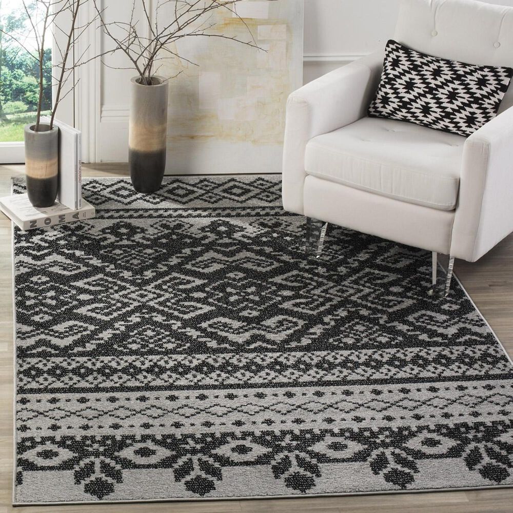 Safavieh Adirondack ADR107A-3 3" x 5" Silver/Black Area Rug, , large