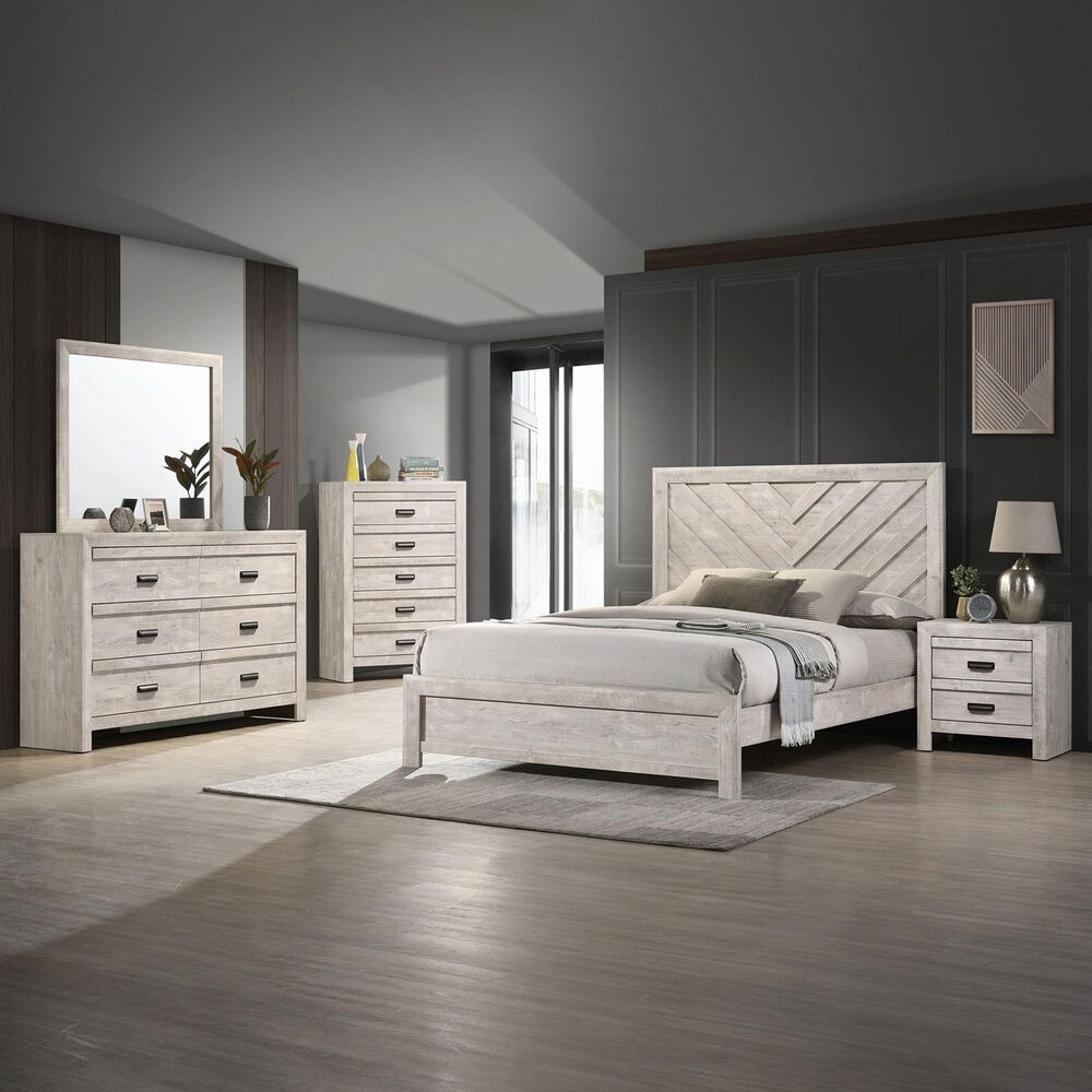 Crown Mark Valor 3-Piece Full Bedroom Set in Light Gray, , large