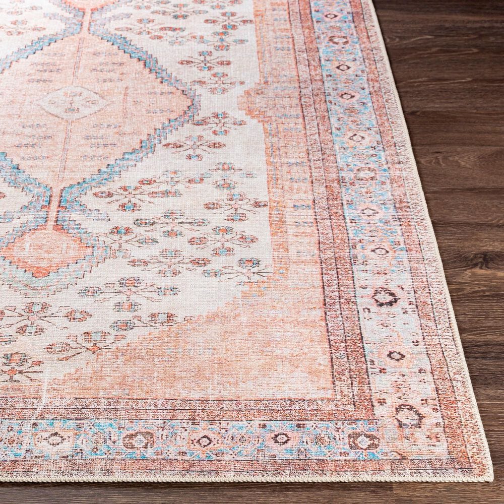 Surya Amelie AML-2326 5&#39;3&quot; x 7&#39;3&quot; Blush, Ivory, Aqua, Peach, Camel and Charcoal Area Rug, , large
