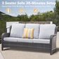 HOMLUX 3-Piece 72" Patio Sofa and Ottoman Set in Grey, , large