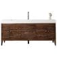James Martin Vanities Linear 72" Single Bathroom Vanity in Mid Century Walnut with 10 cm Glossy White Solid Surface Top and Rectangular Sink, , large