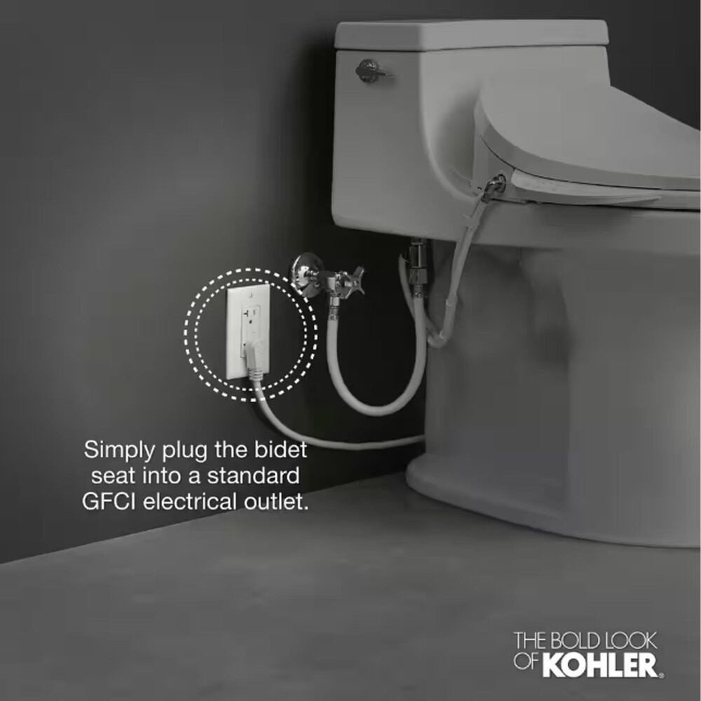 Kohler PureWash E525 Elongated Bidet Toilet Seat in White, , large