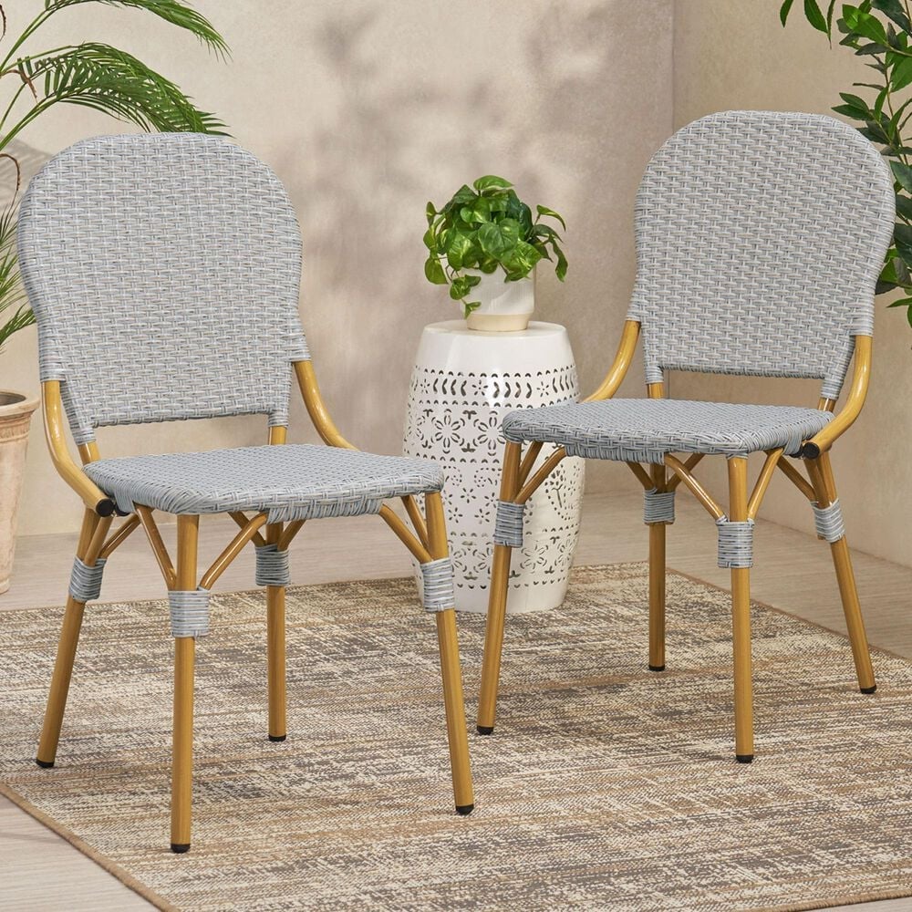 Hearth and Haven Outdoor Armless Bistro Chair in Gray &#40;Set of 2&#41;, , large